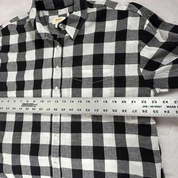 Maeve By Anthropologie Womens Black Buffalo Plaid Button-Up Shirt Medium Cotton - Picture 7 of 8